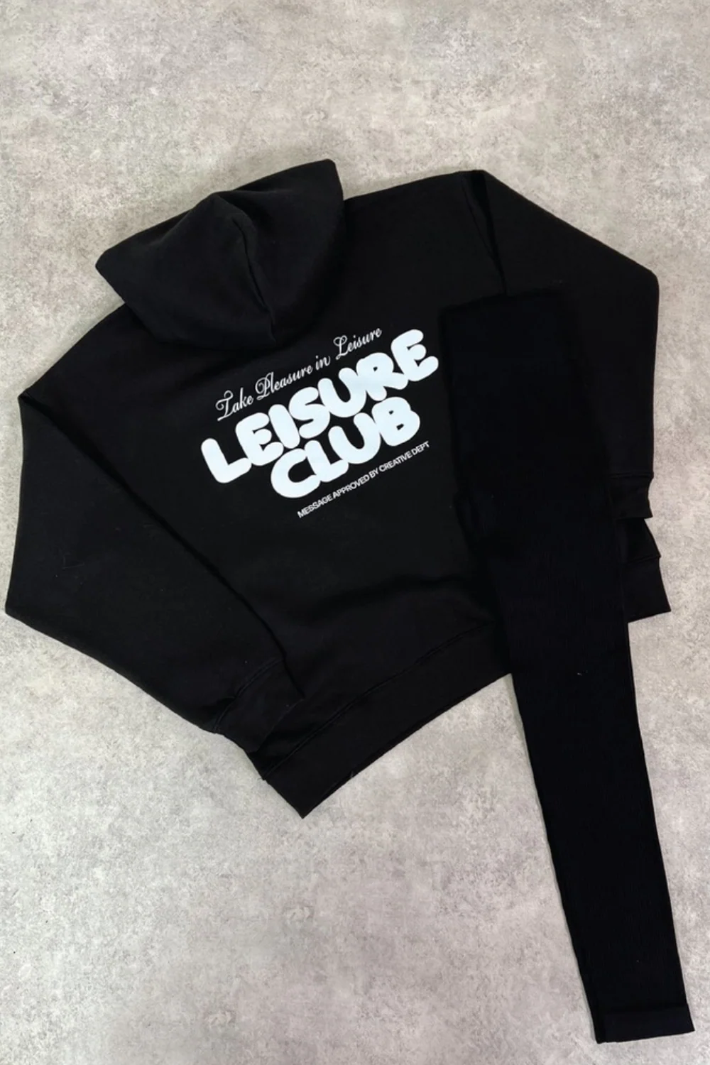 Leisure club black printed hoodie and legging set - Image 2