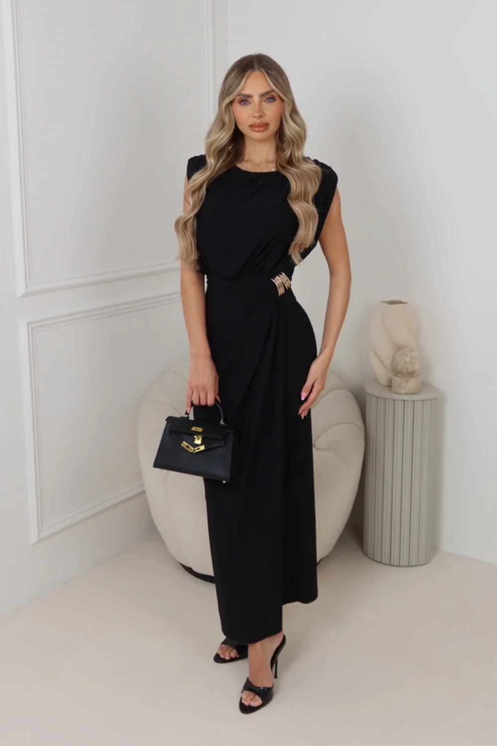 Leome black shoulder pad dress - Image 6