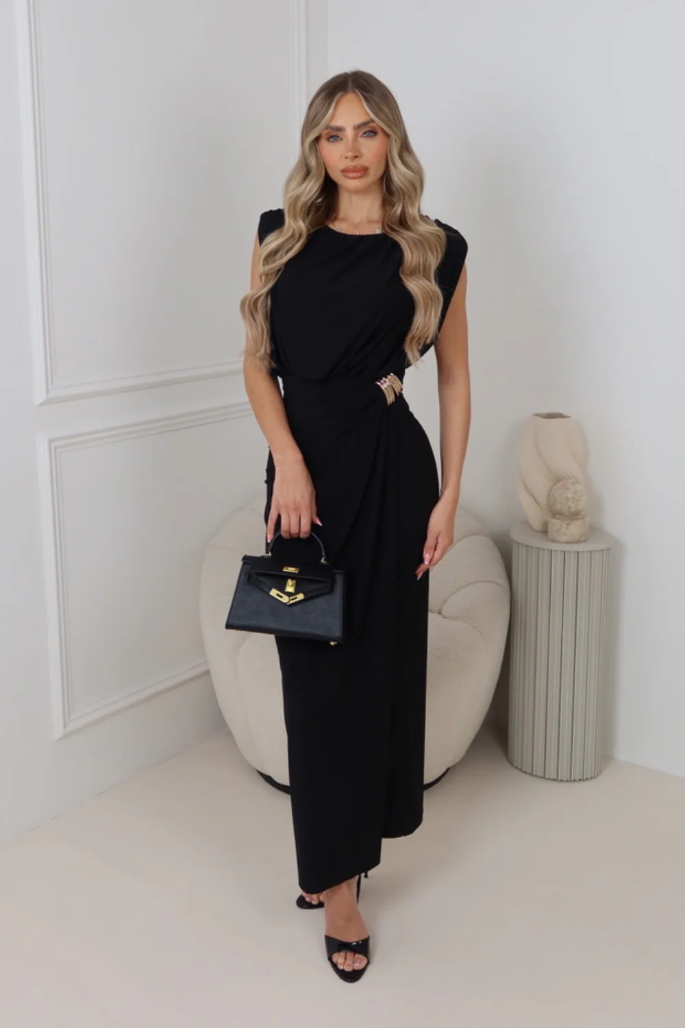 Leome black shoulder pad dress - Image 7