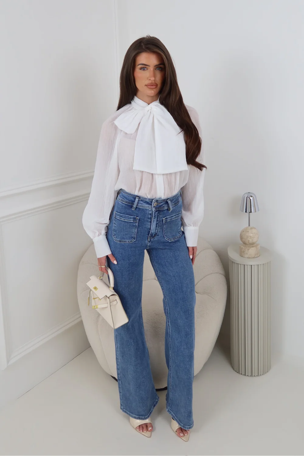 LILA WHITE NECK TIE SHIRT - Image 3