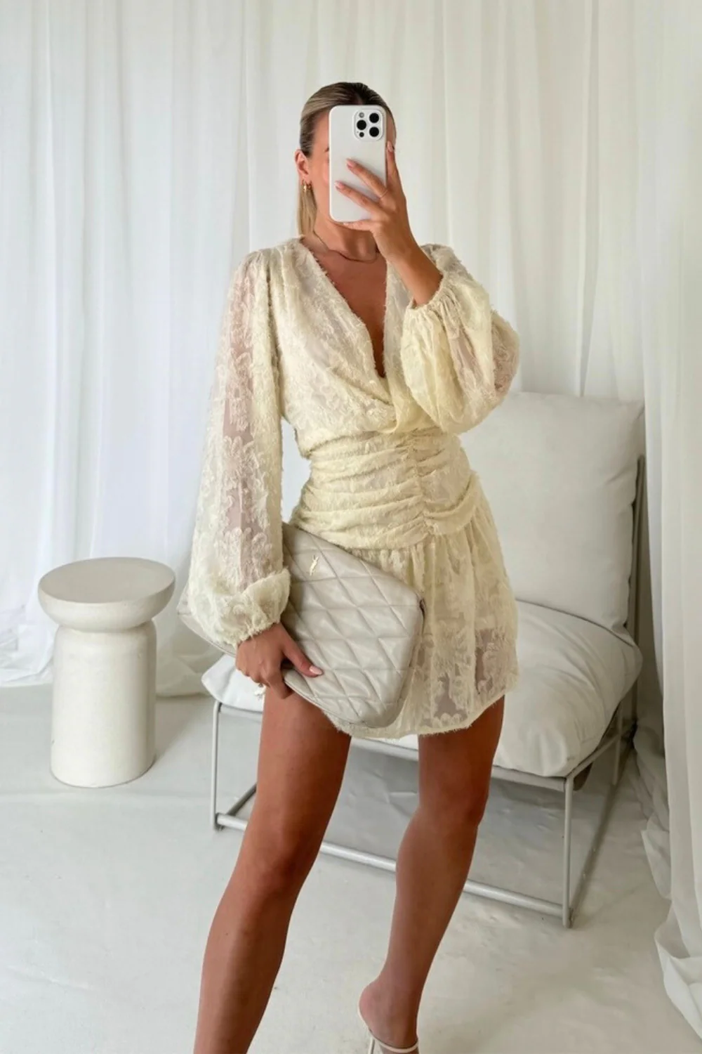 Lilly cream smock dress