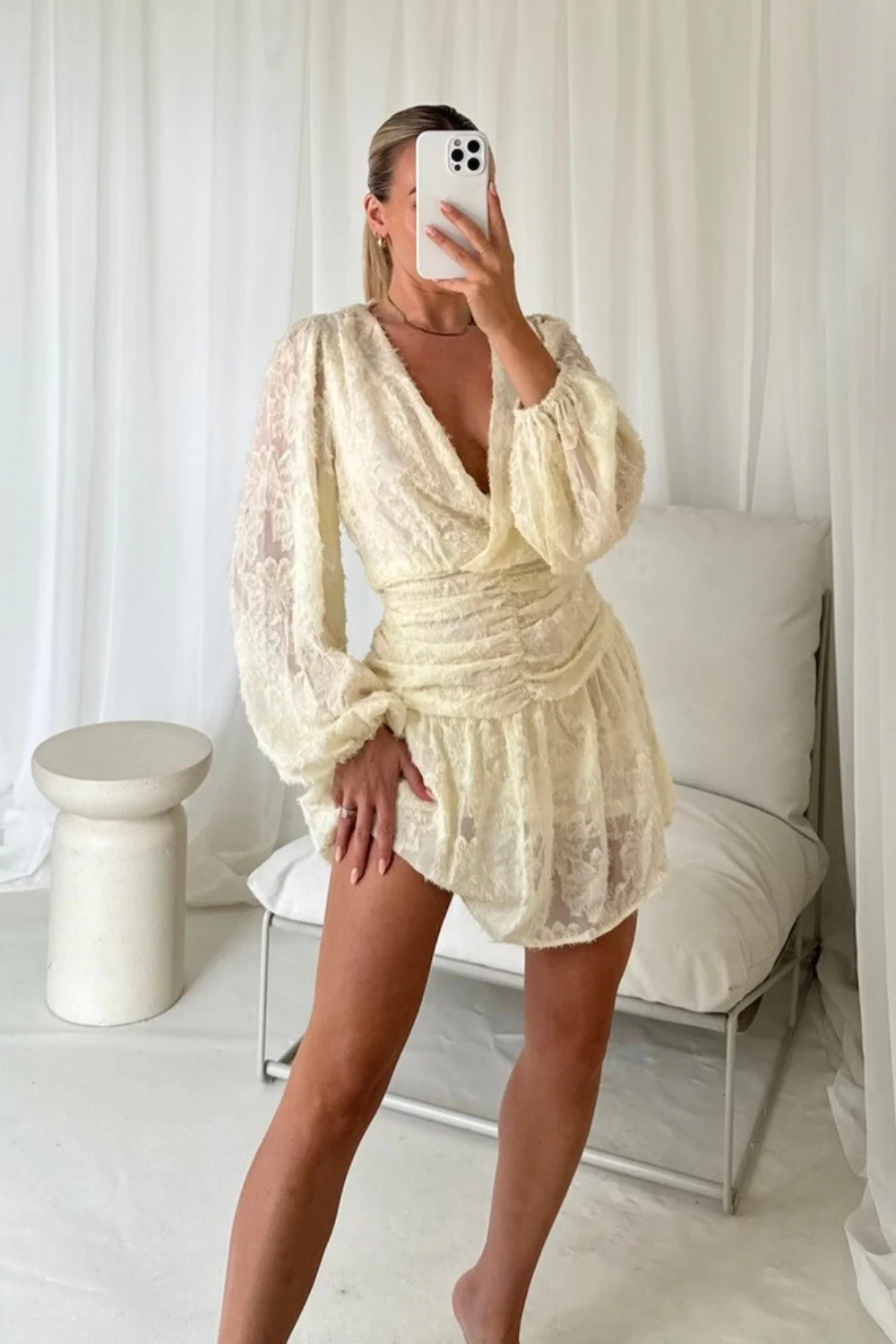 Lilly cream smock dress - Image 3