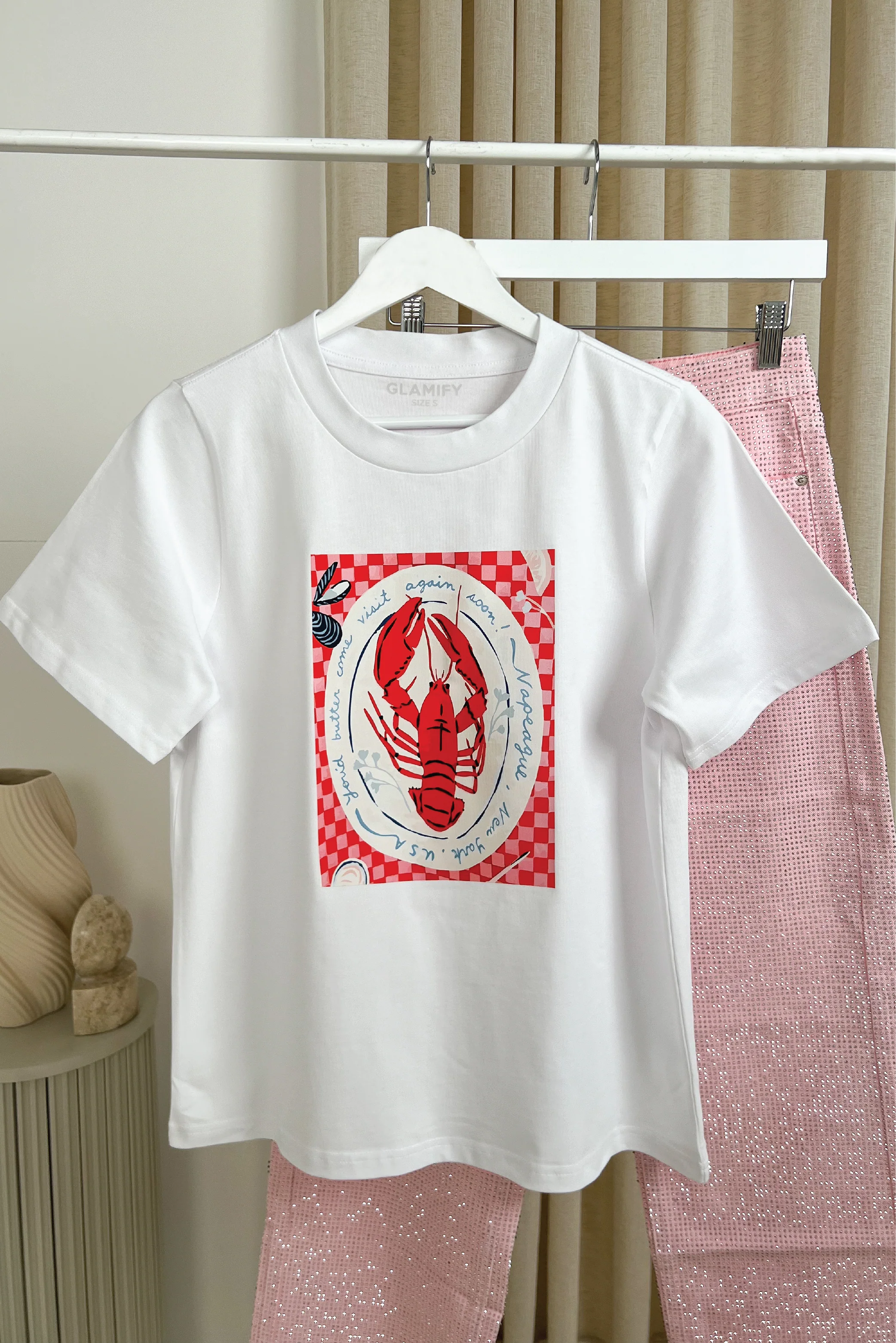 Lobster white printed heavyweight oversized t-shirt - Image 3