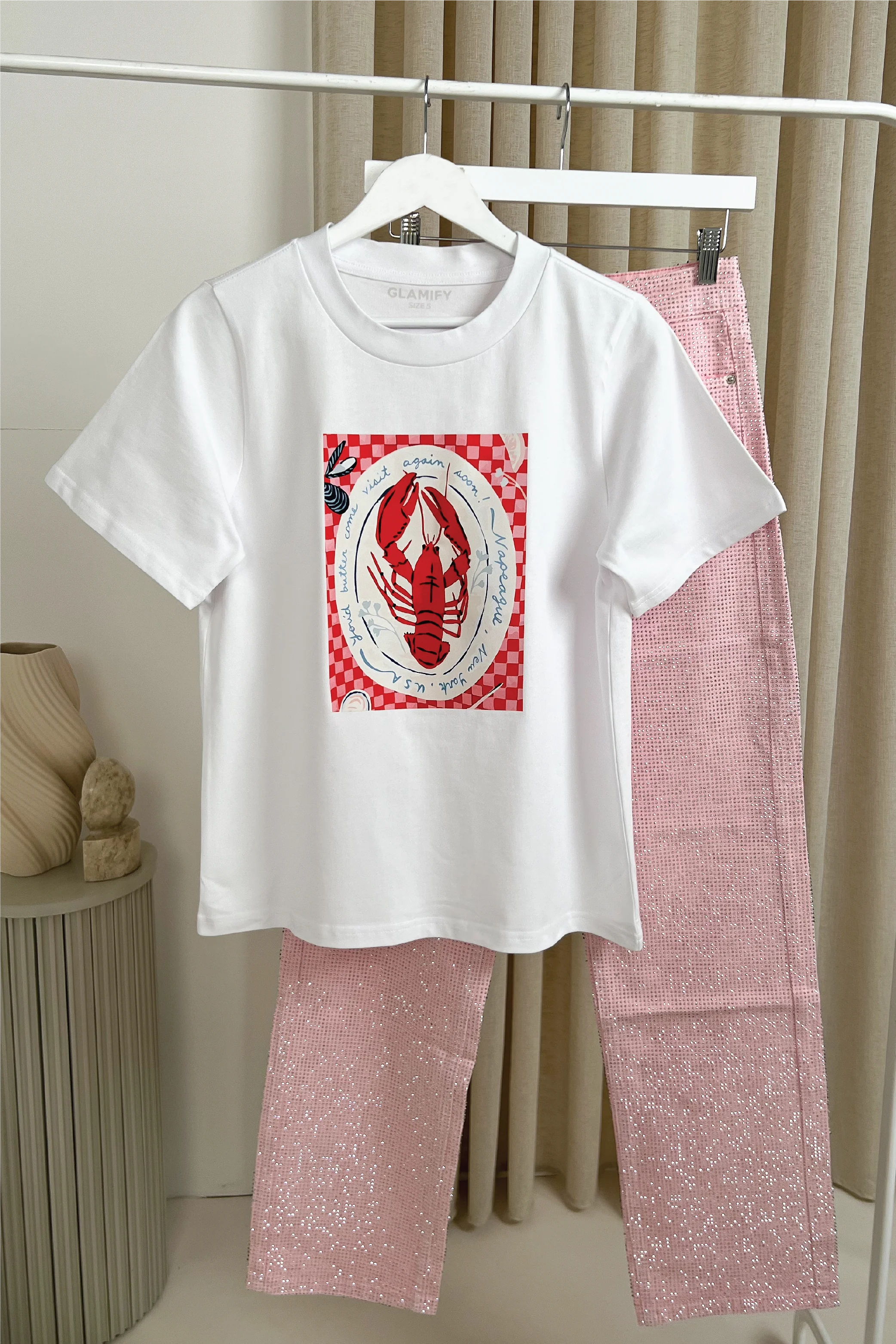 Lobster white printed heavyweight oversized t-shirt - Image 4