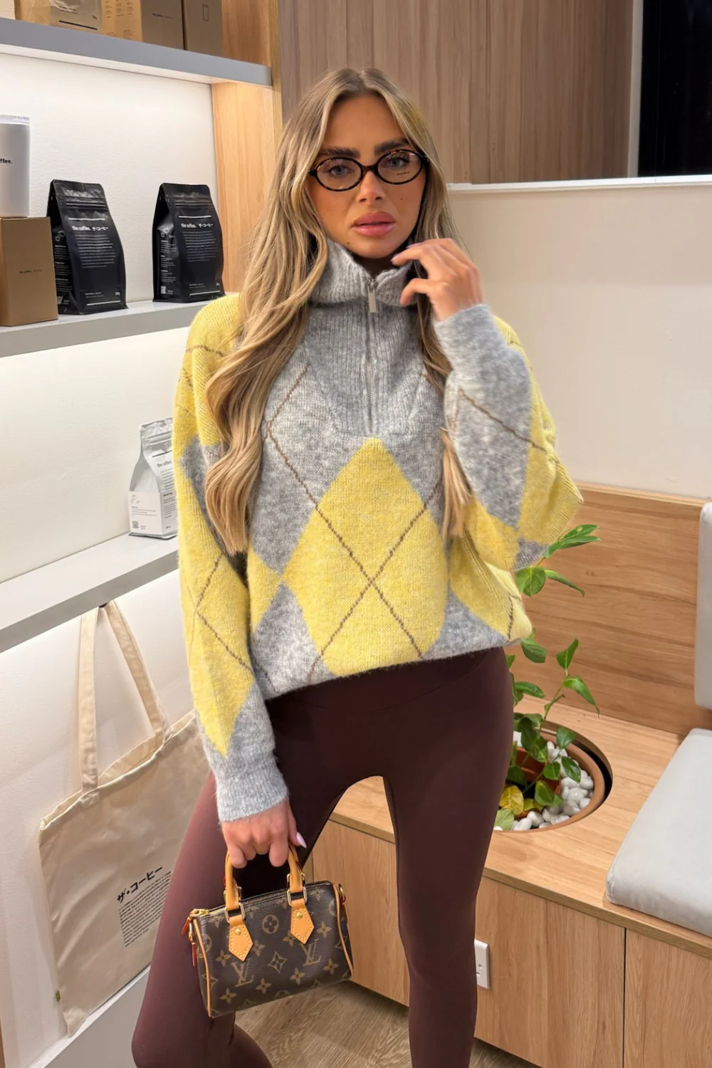 LOIS LEMON ARGYLE KNIT ZIP JUMPER - Image 2