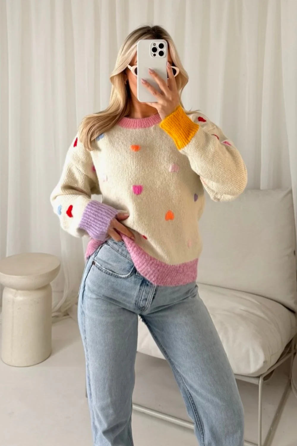 Lola cream knit heart jumper - Image 4