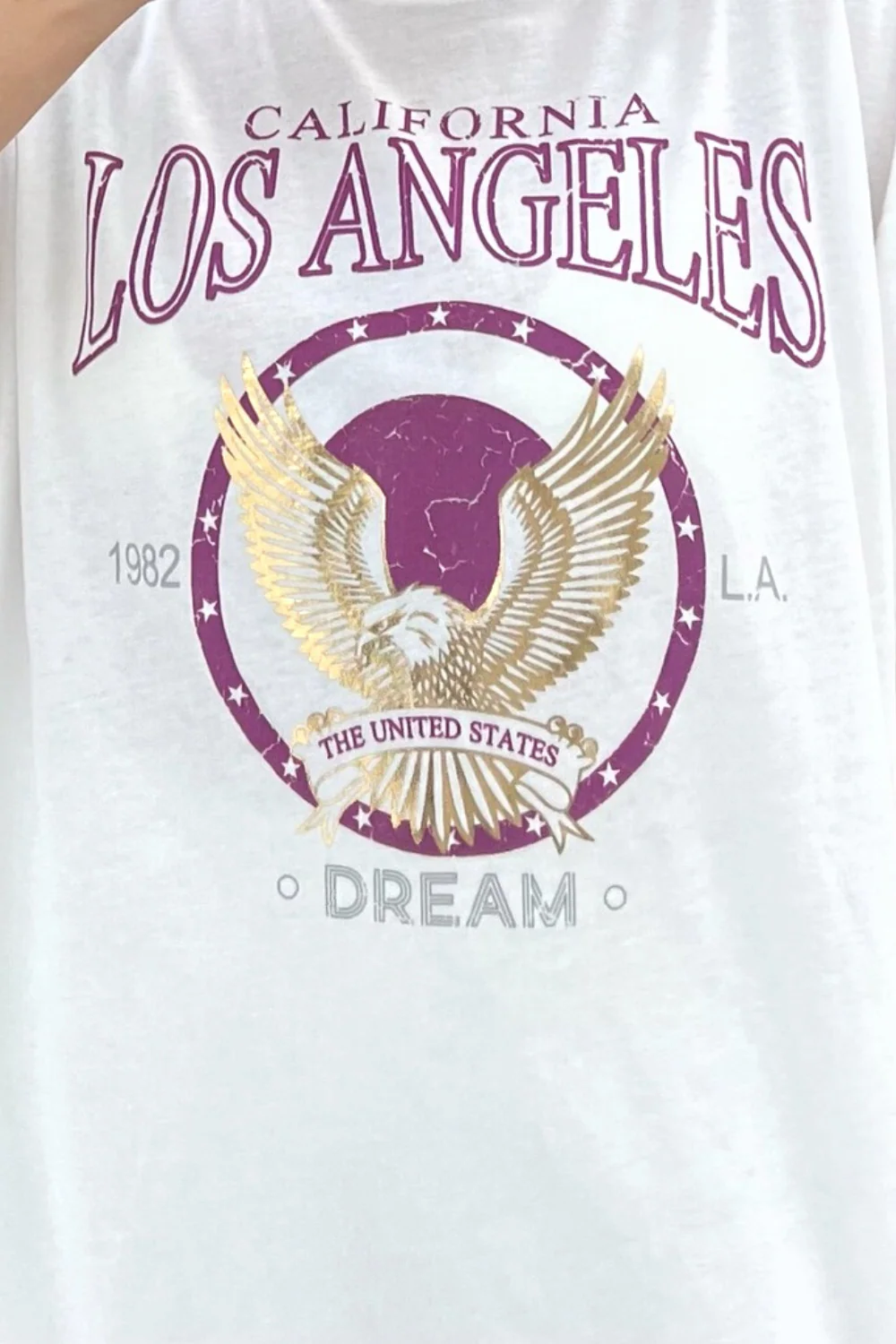 Los Angeles white & gold premium printed tee - Image 2