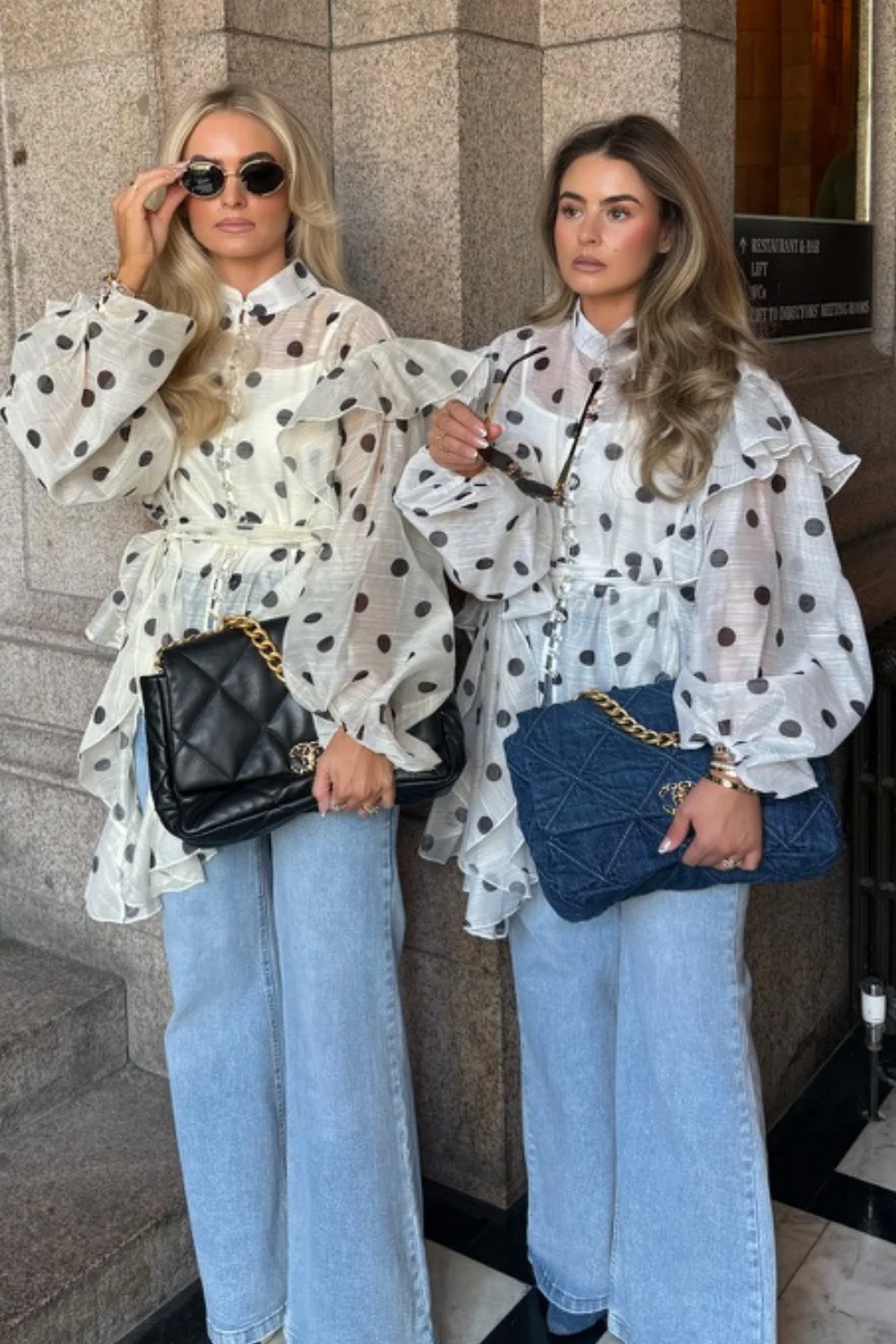 Lottie beige polka dot sheer blouse - Image 4