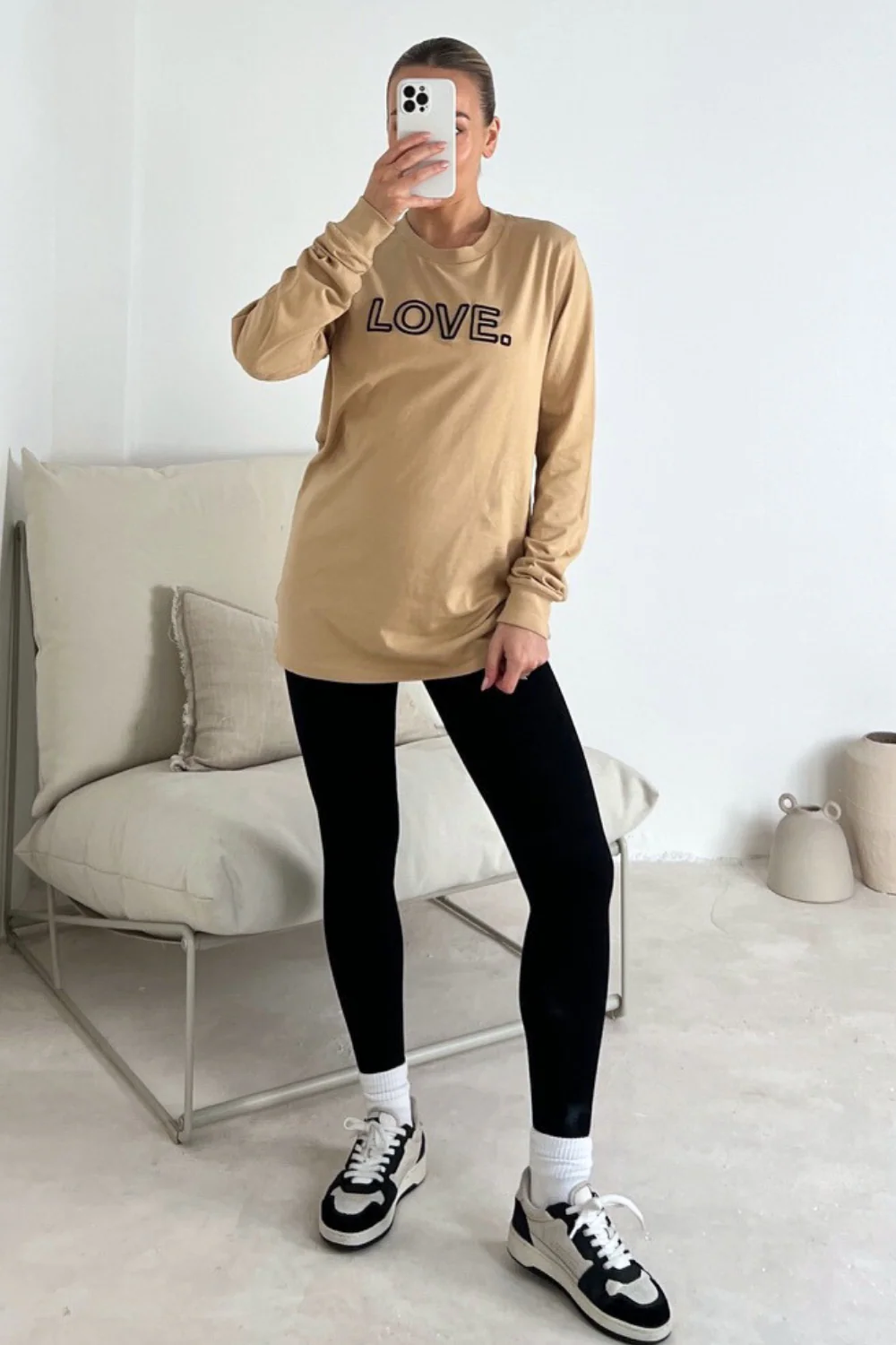 Love camel embroidered long sleeve t-shirt and leggings - Image 3