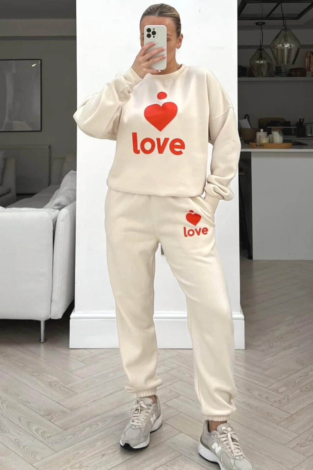 Love heart red printed sweater loungewear set - Image 2