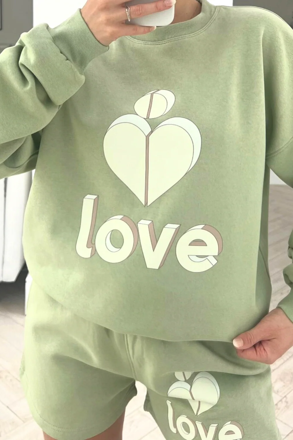 Love Heart sage PREMIUM loungewear set - Image 2
