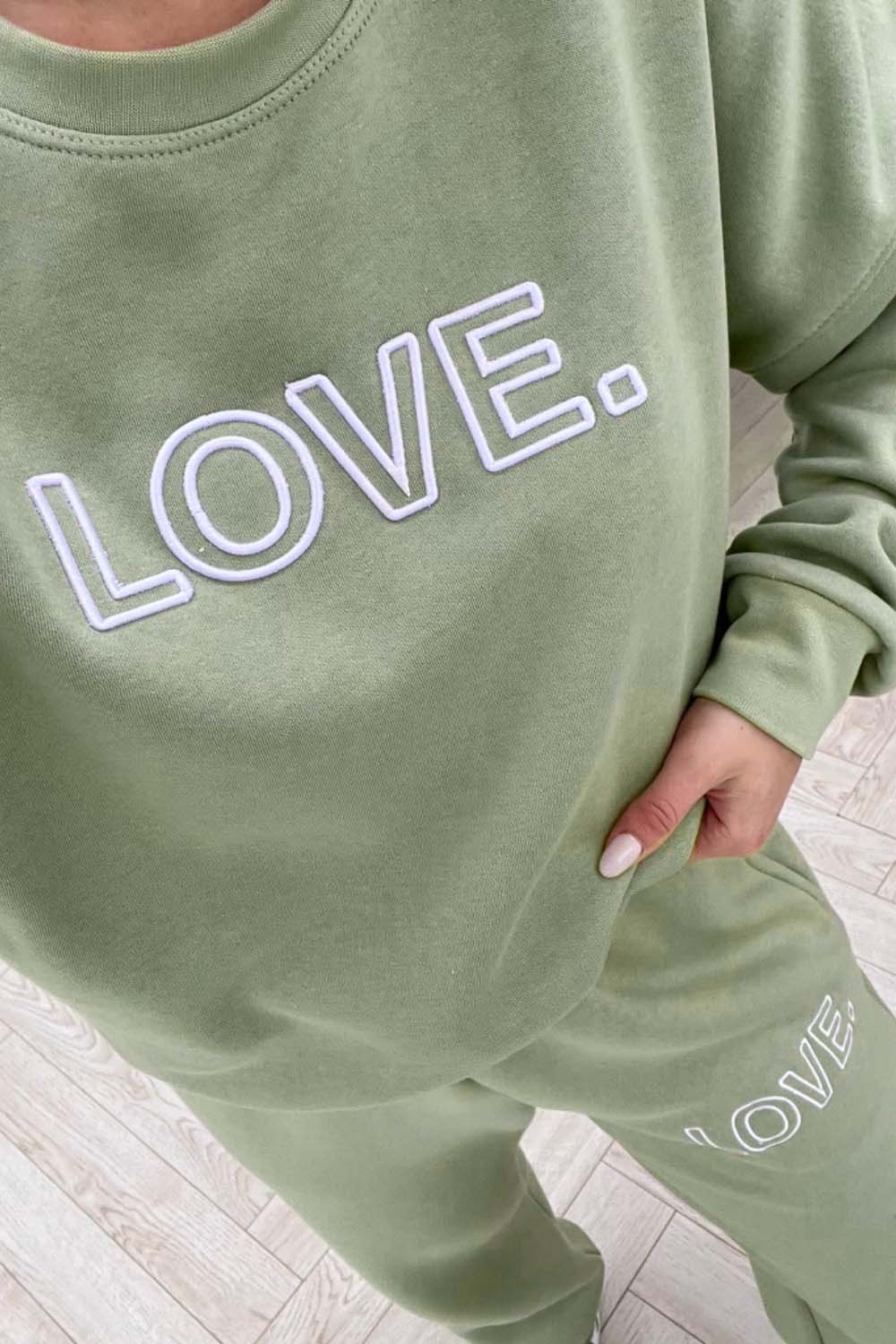 Love sage embroidered sweater loungewear set - Image 2