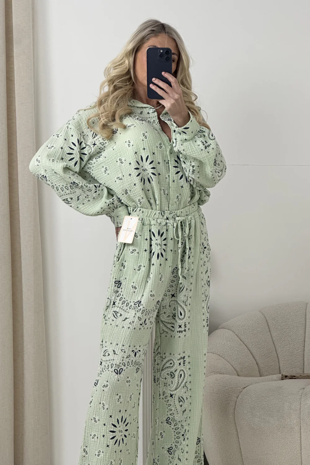 LUCIE SAGE CHEESECLOTH PAISLEY TROUSERS & SHIRT CO ORD - Image 3