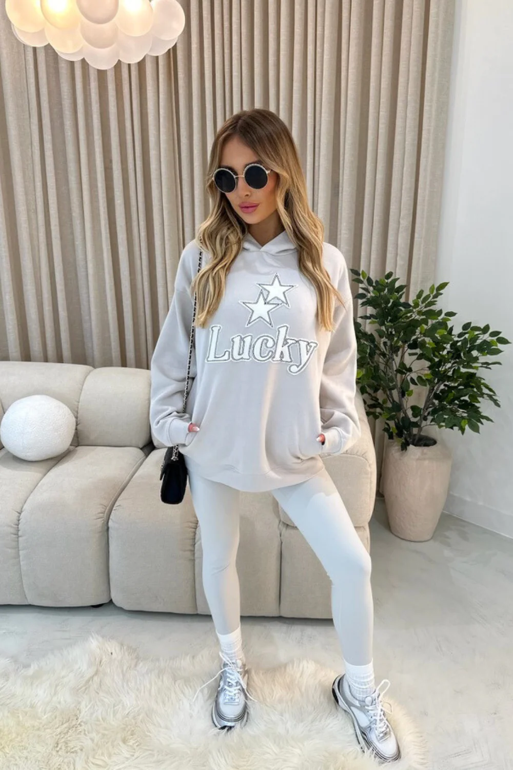 Lucky star bone embroidered applique relaxed hoodie - Image 3
