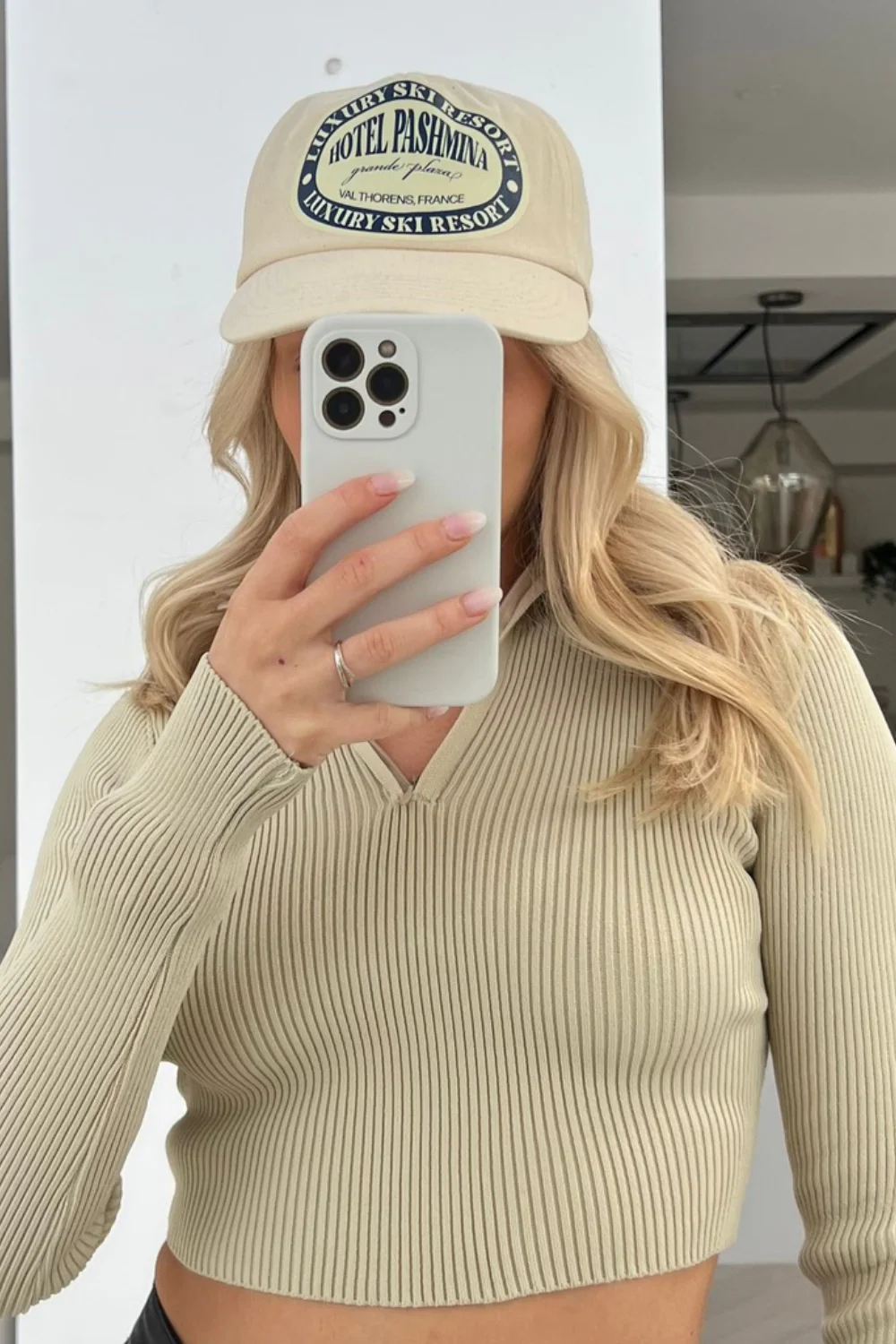 luxury ski resort stone printed cap