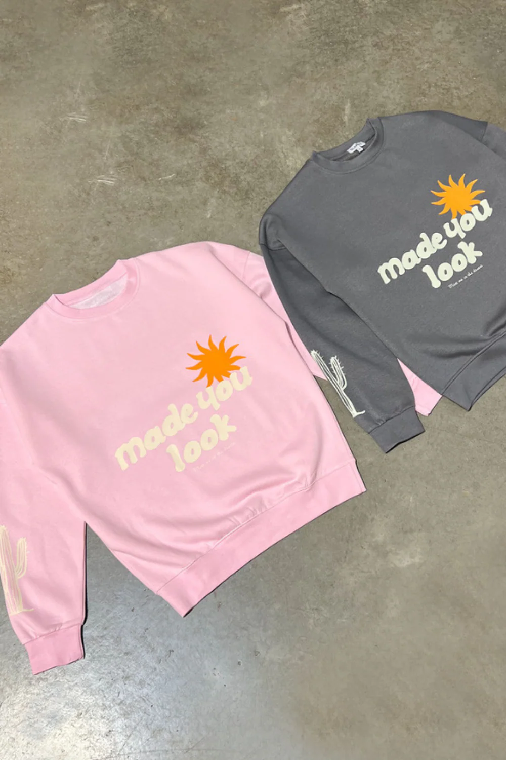 Made you look baby pink printed sweater shorts loungewear - Image 3