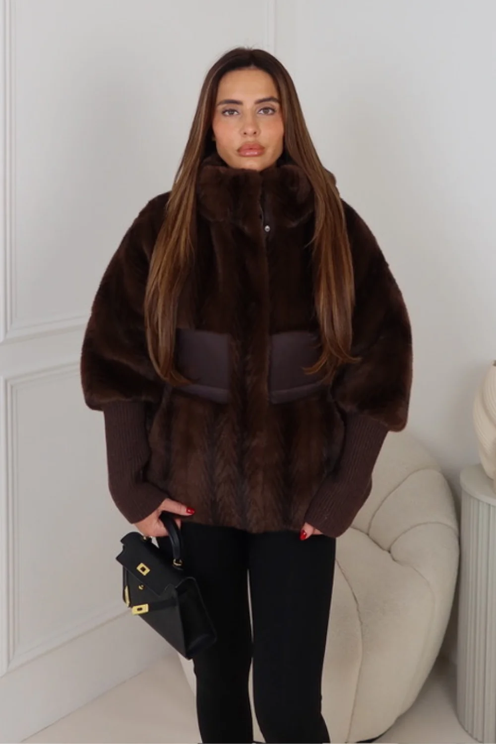 MAGGI CHOCOLATE FAUX FUR JACKET