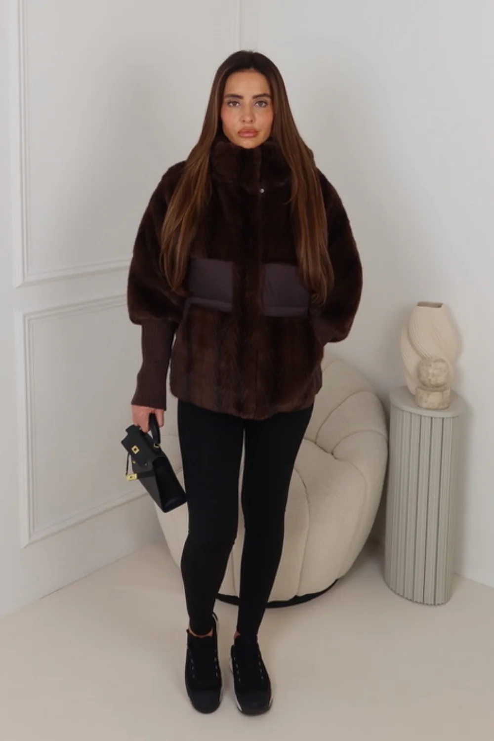 MAGGI CHOCOLATE FAUX FUR JACKET - Image 3
