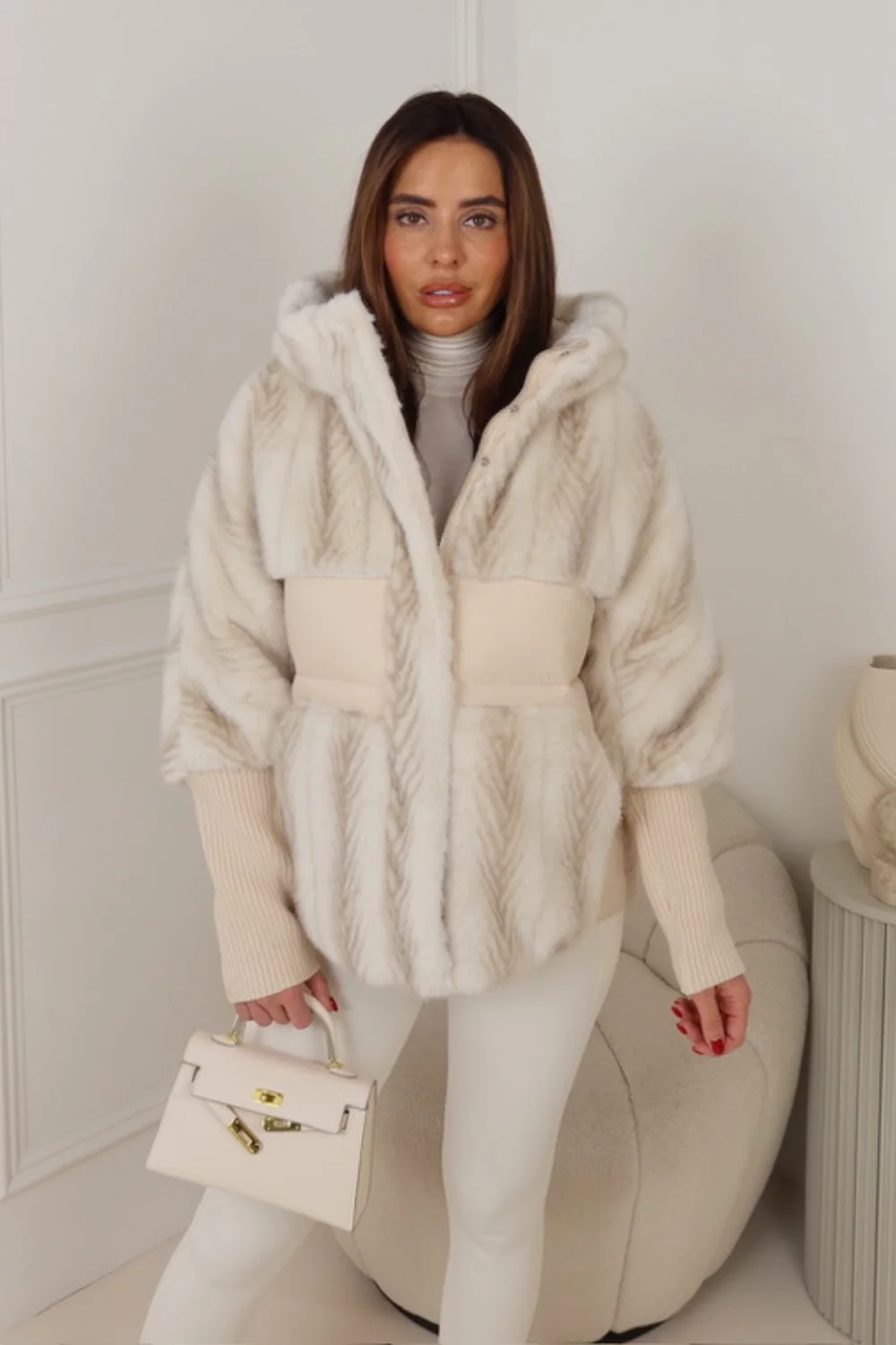 MAGGI CREAM FAUX FUR JACKET