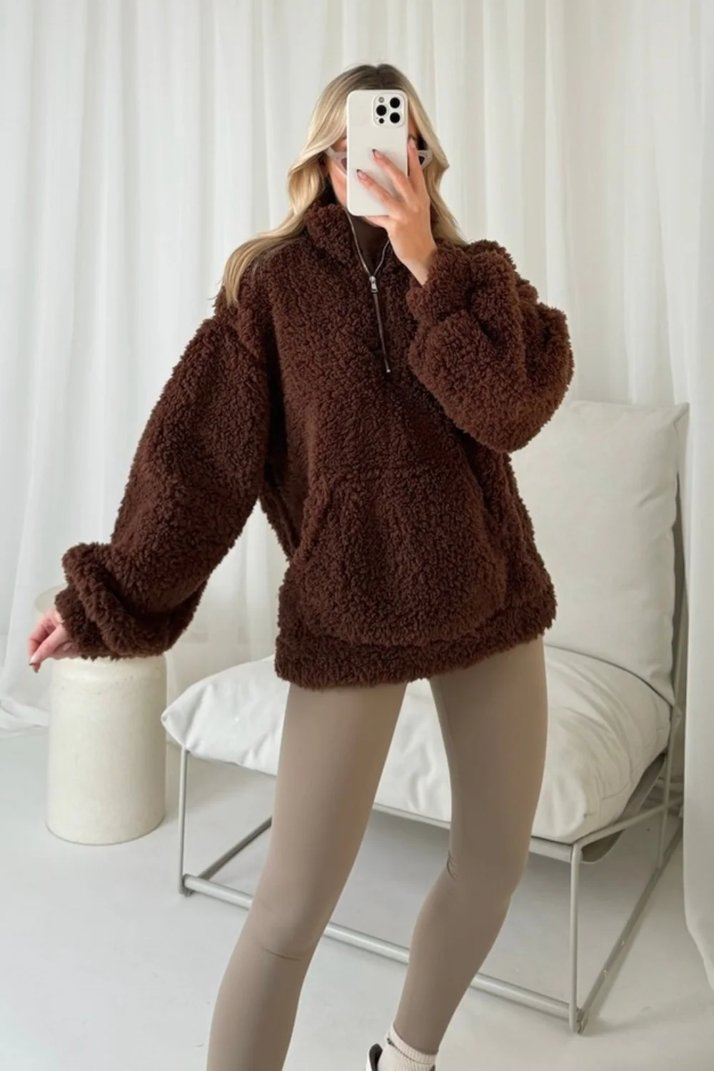 Maisie chocolate 3/4 zip fleece - Image 3
