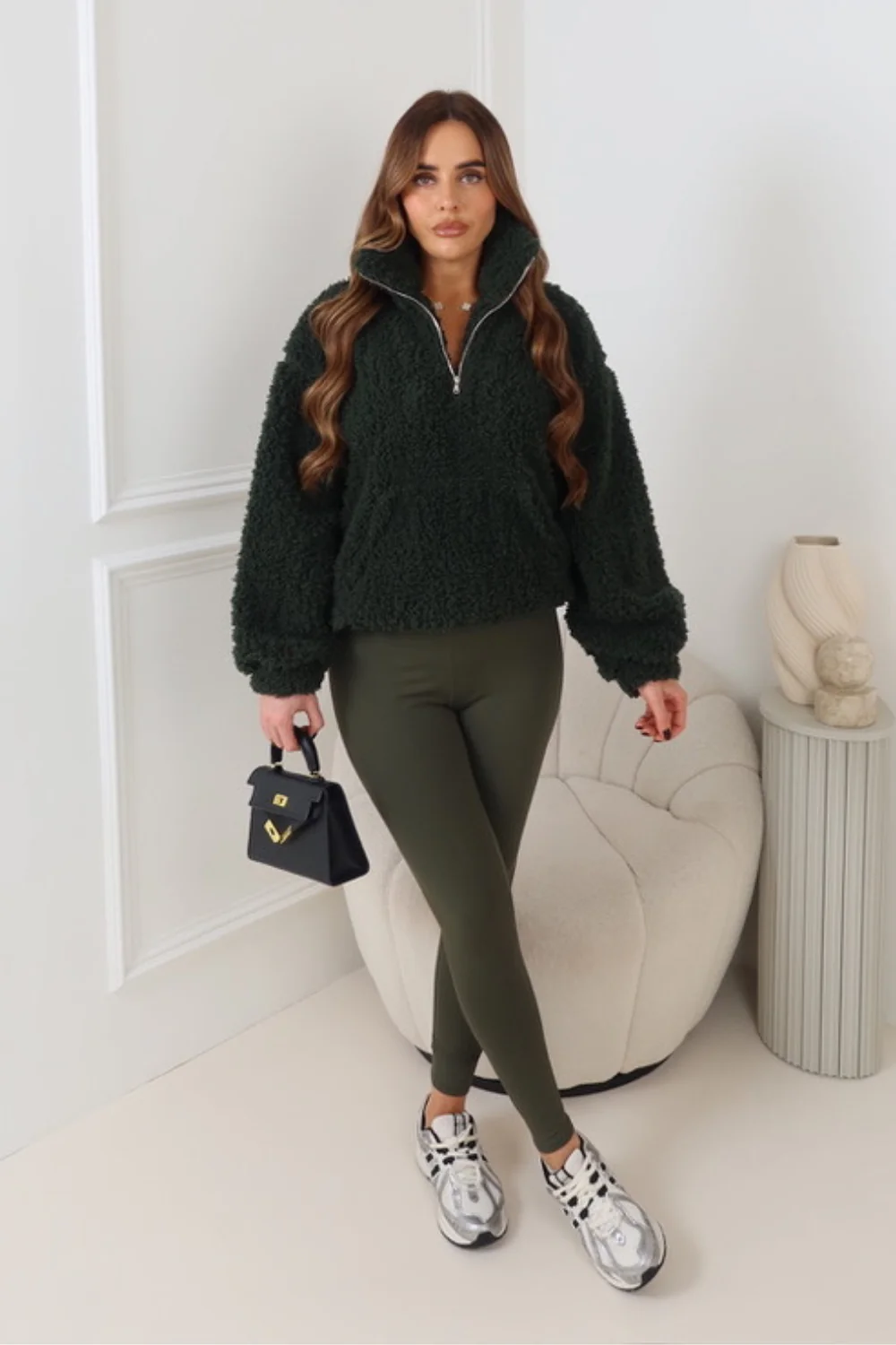 MAISIE KHAKI 3/4 ZIP FLEECE - Image 2