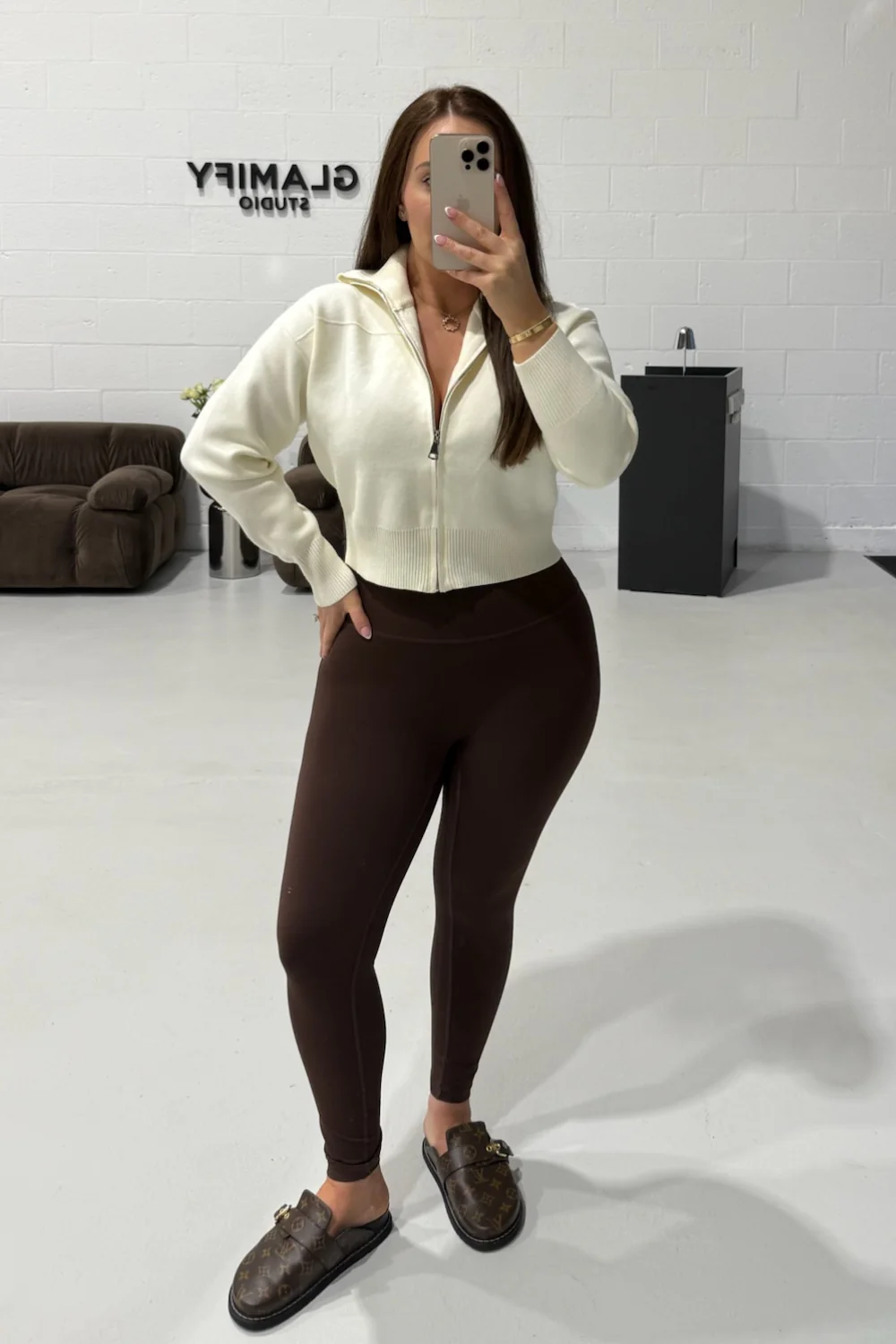 MANDY CREAM FULL ZIP RIBBED HIGH NECK CARDIGAN - Image 4
