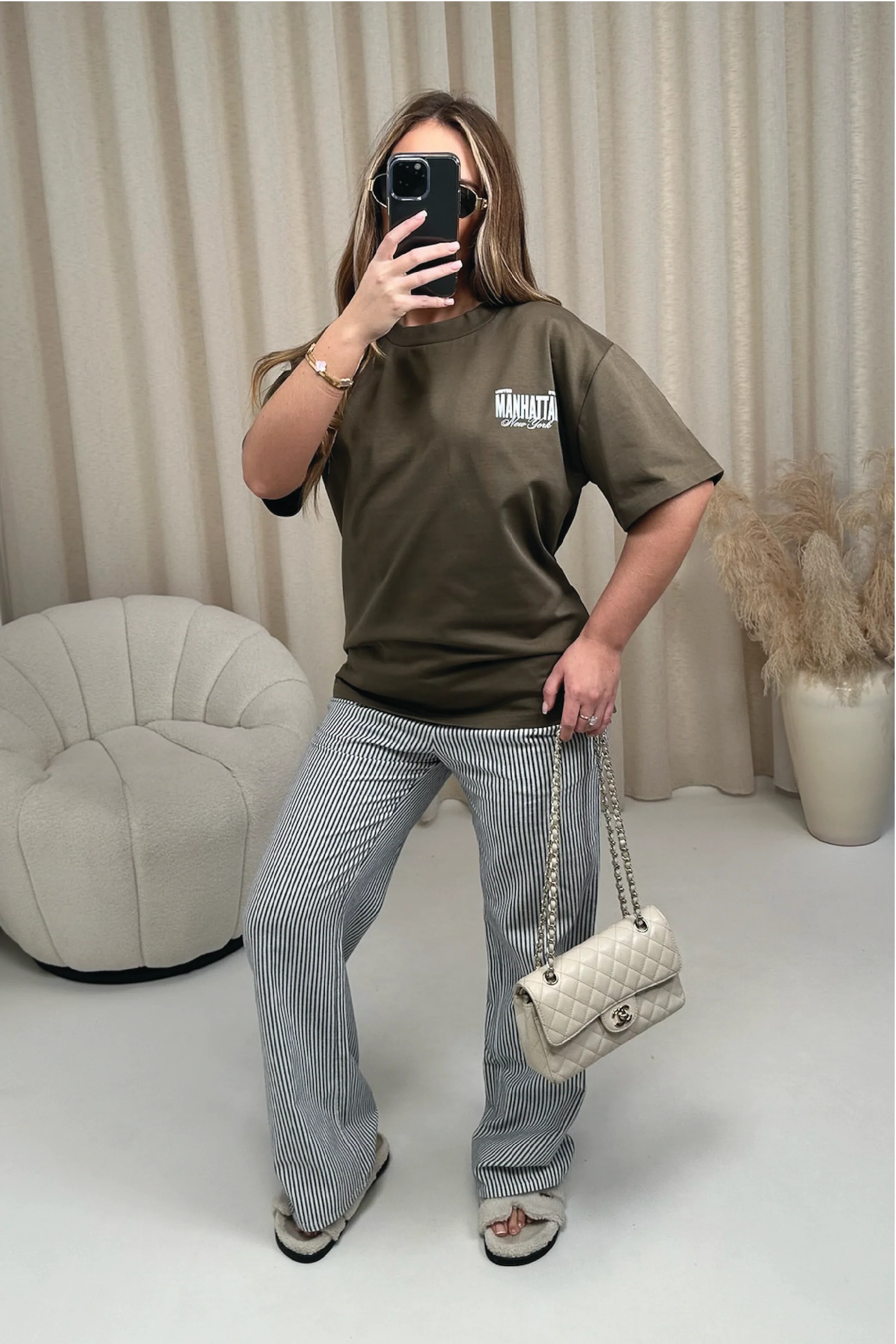 Manhattan mocha printed heavyweight oversized t-shirt