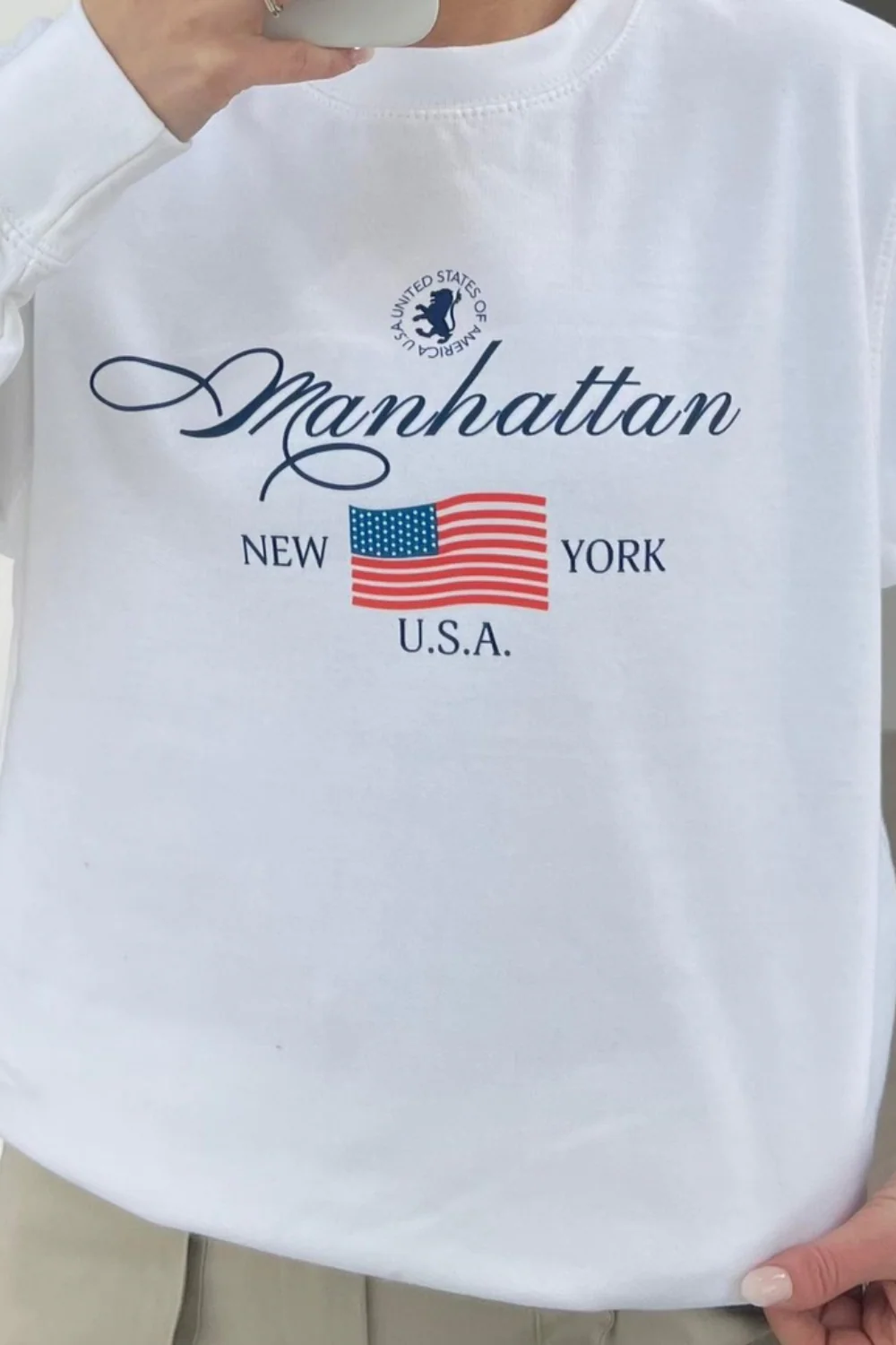 Manhattan white printed round neck sweater - Image 3