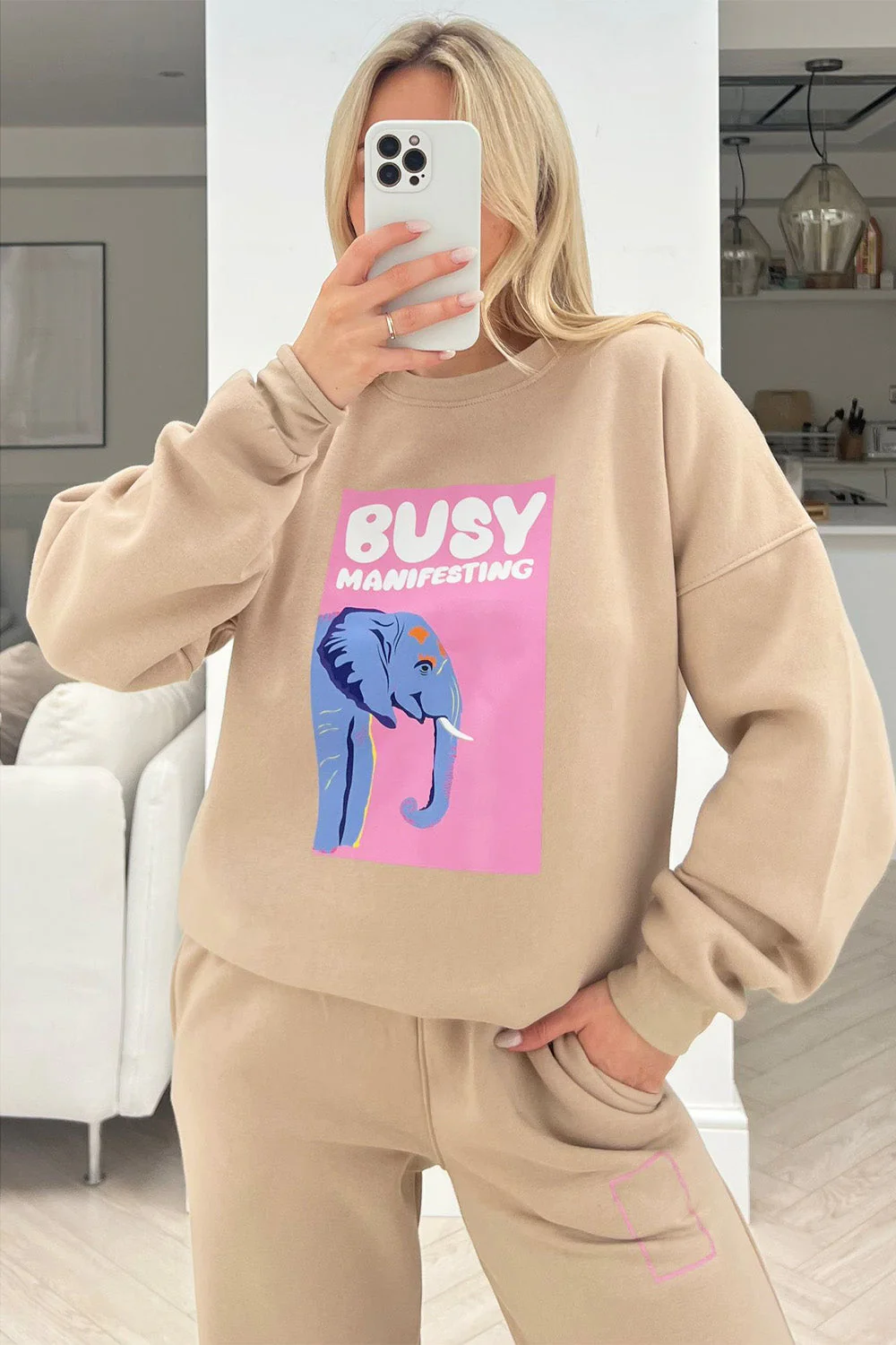 Manifesting Stone Printed sweater loungewear set