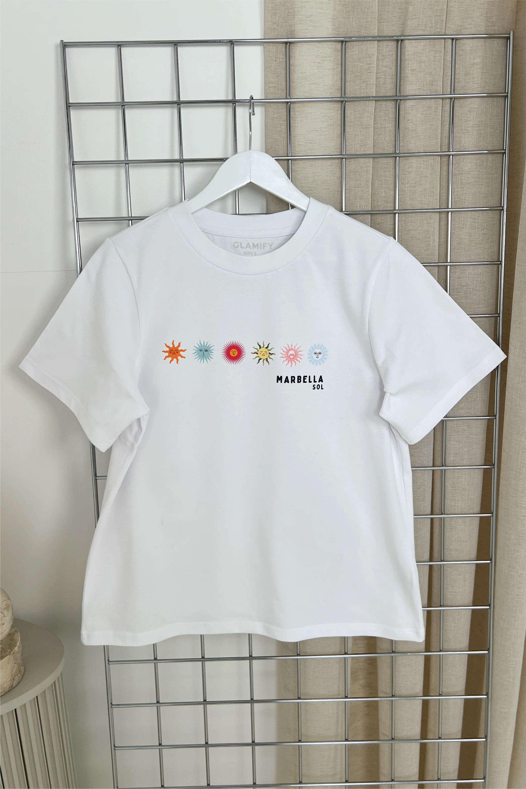 Marbella white printed heavyweight oversized t-shirt - Image 3