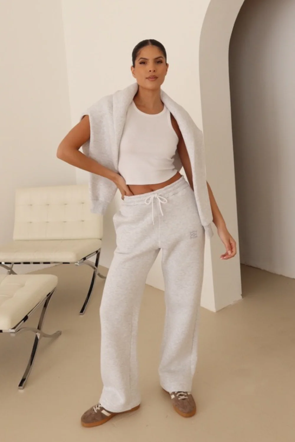 Marl embroidered logo straight leg jogger - Image 2