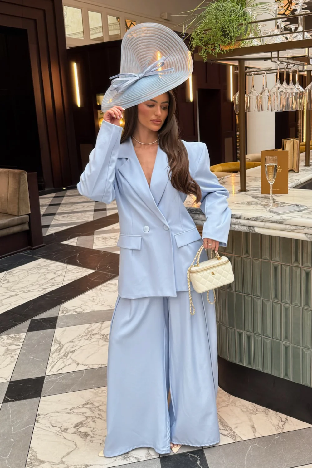MAVIS BLUE BLAZER AND TROUSER CO ORD TWO PIECE SET