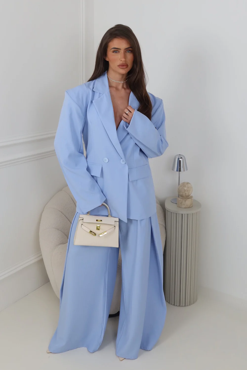 MAVIS BLUE BLAZER AND TROUSER CO ORD TWO PIECE SET - Image 3