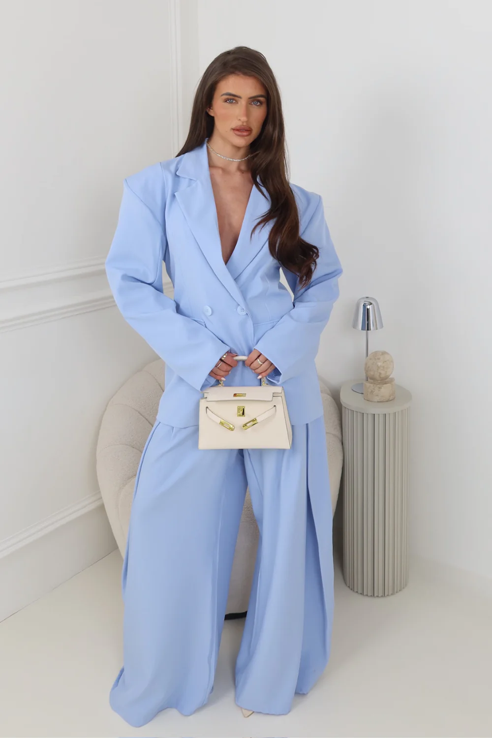 MAVIS BLUE BLAZER AND TROUSER CO ORD TWO PIECE SET - Image 4