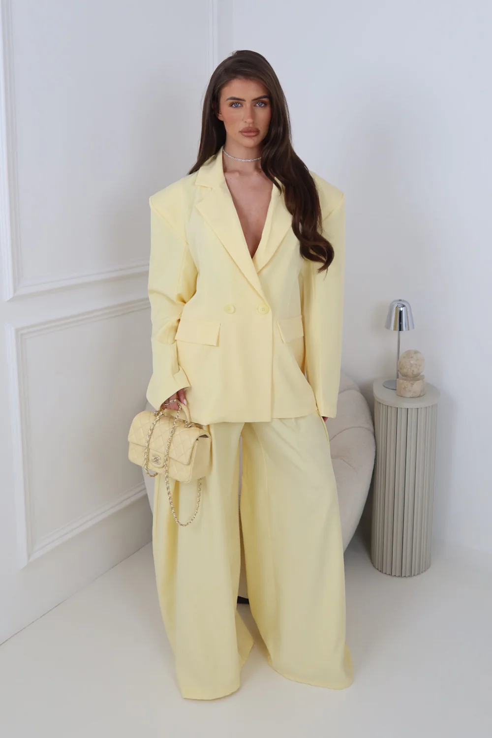 MAVIS LEMON BLAZER AND TROUSER CO ORD TWO PIECE SET - Image 3