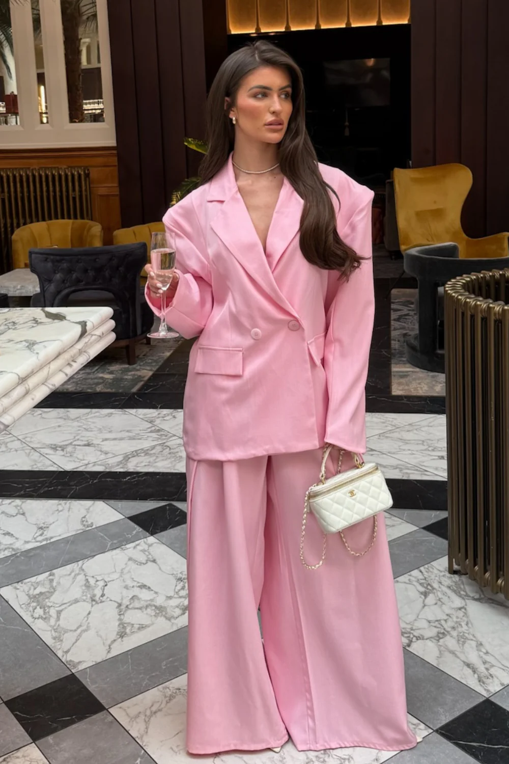 MAVIS PINK BLAZER AND TROUSER CO ORD TWO PIECE SET - Image 2
