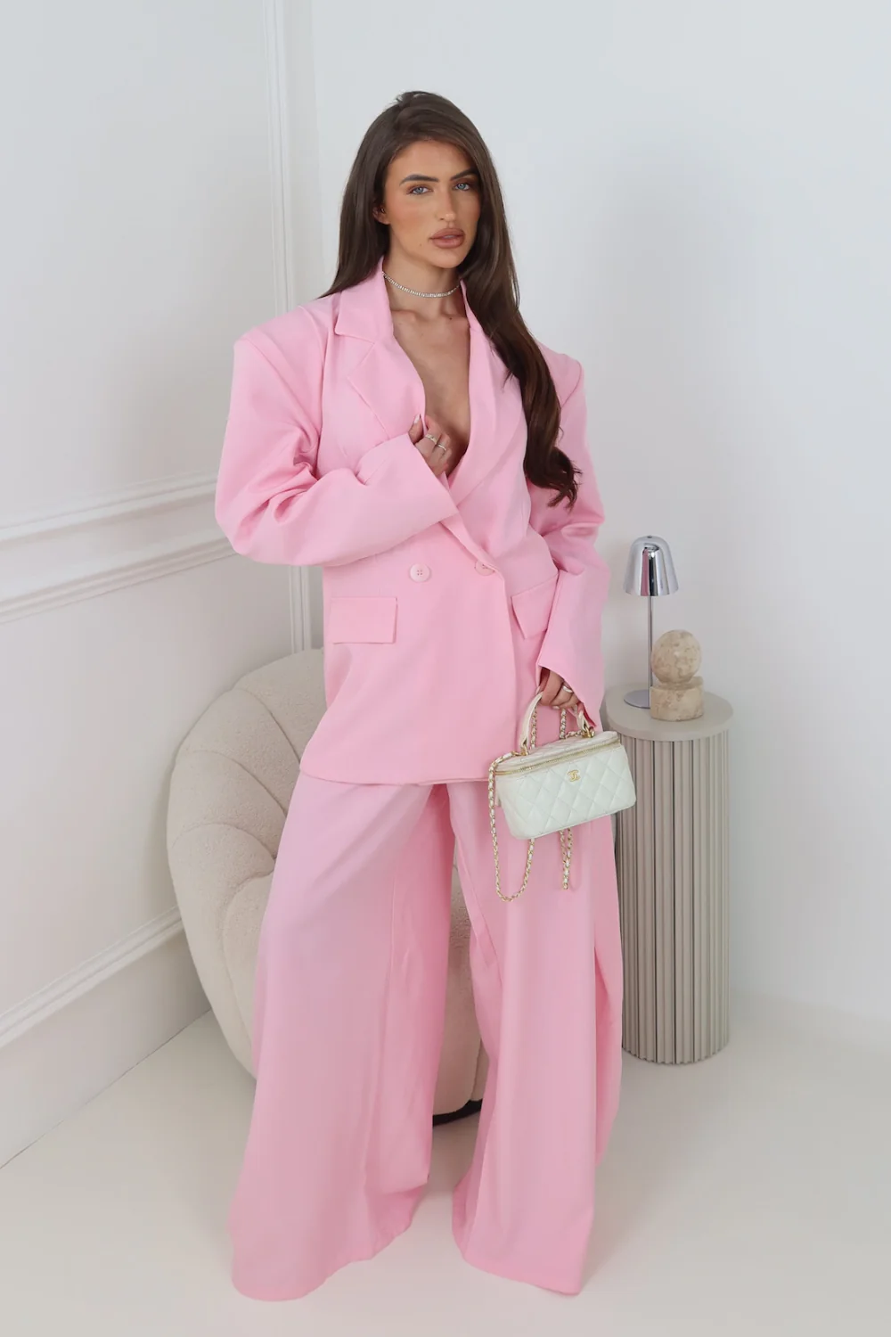 MAVIS PINK BLAZER AND TROUSER CO ORD TWO PIECE SET - Image 3
