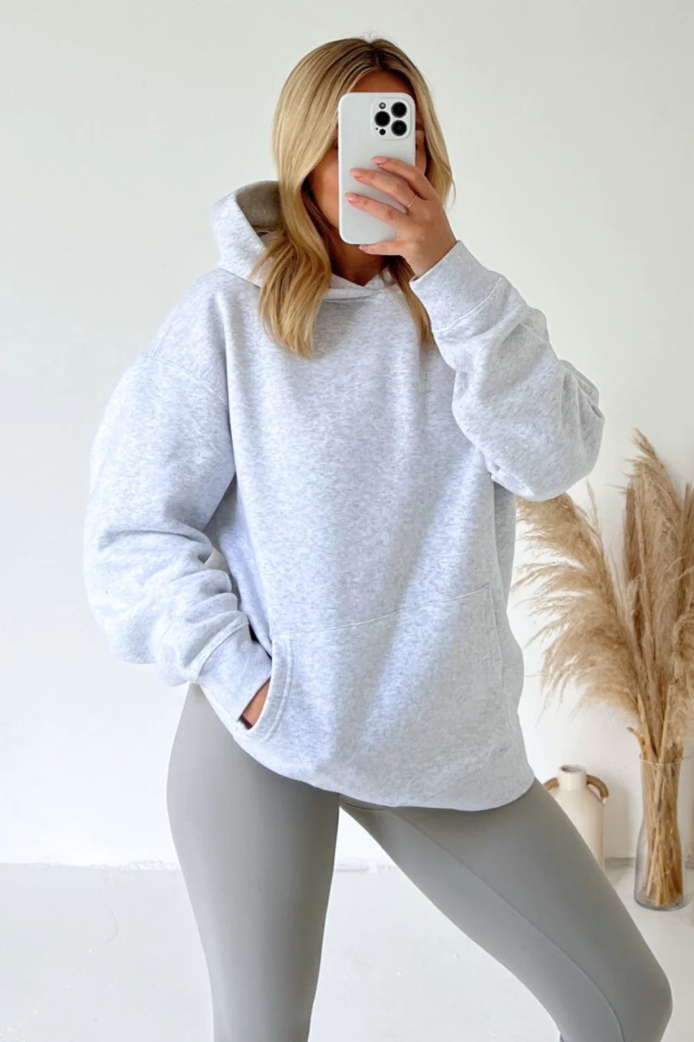 Melange grey oversized hoodie premium essentials