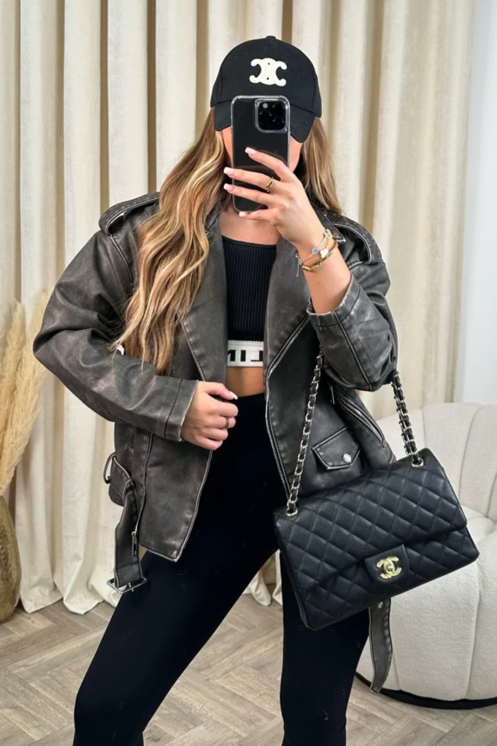 Melanie distressed leather biker jacket - Image 3