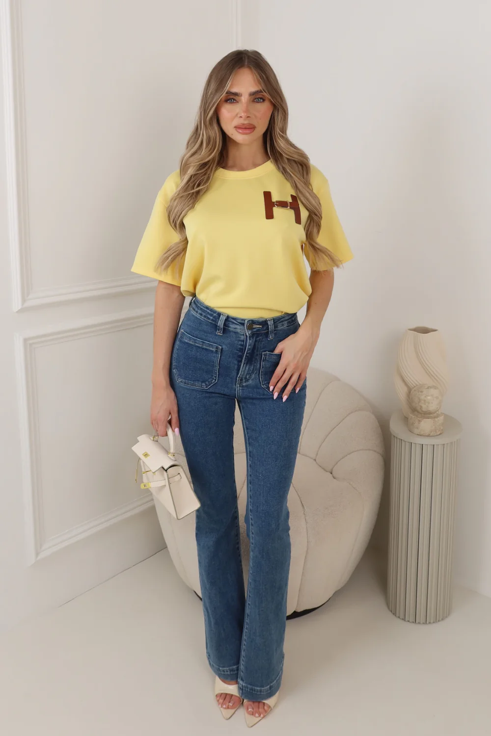 MIA LEMON  T-SHIRT WITH FAUX LEATHER H BUCKLE - Image 2