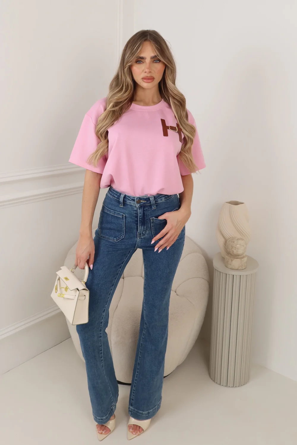 MIA PINK T-SHIRT WITH FAUX LEATHER H BUCKLE - Image 2