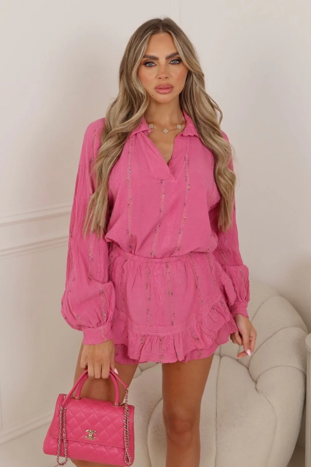 MIAA PINK TWO PIECE FRILL SHORT CO ORD TWO PIECE SET - Image 2