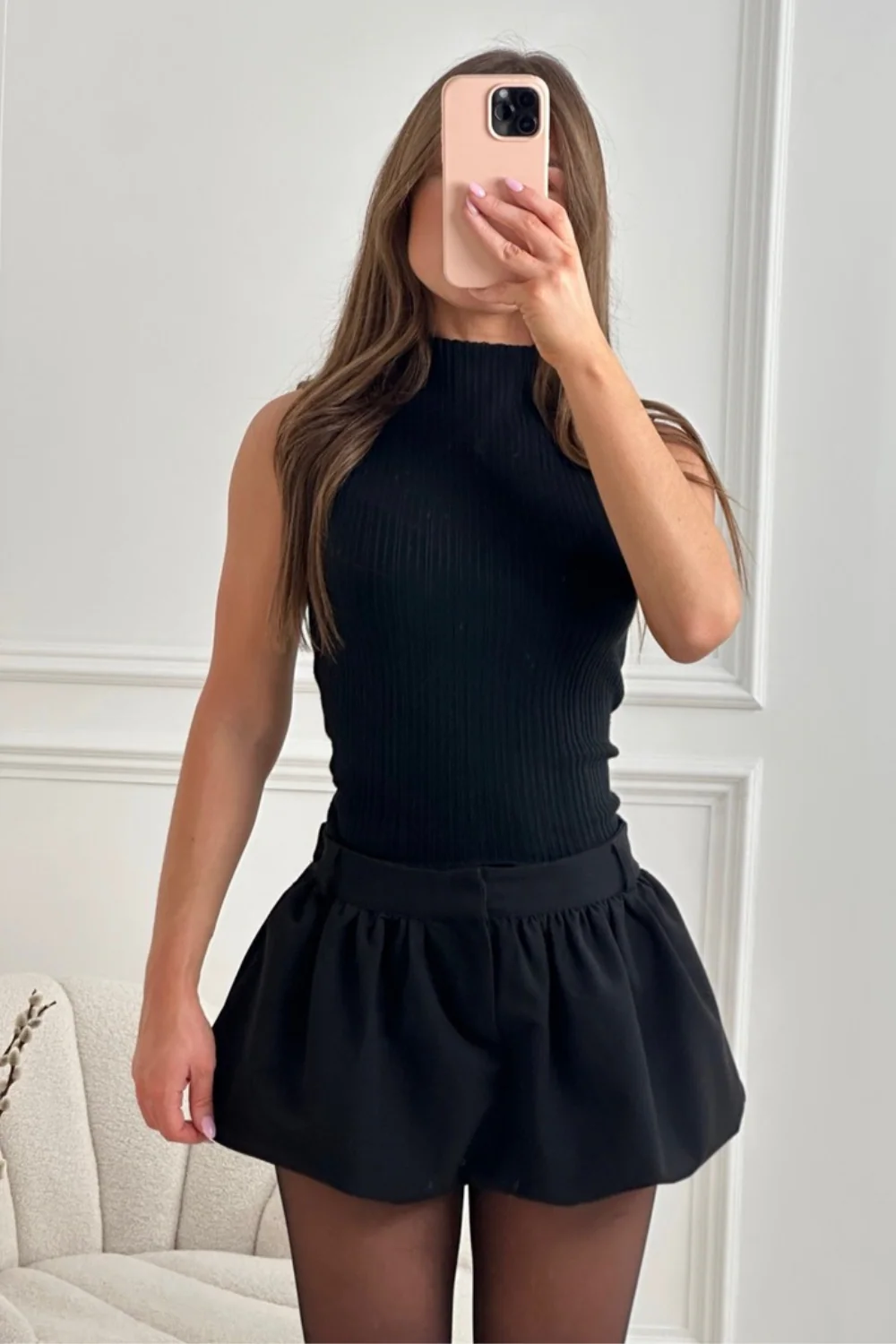 Mila black rib knit top - Image 2