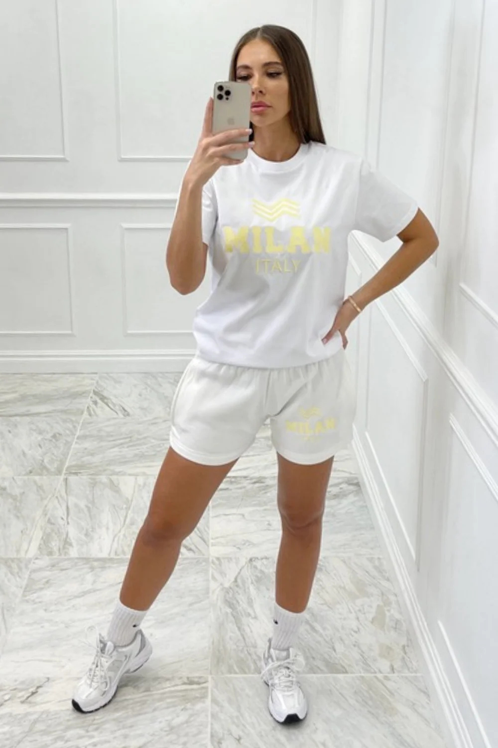 Milan italy yellow & cream embroidered tee short co ord - Image 2
