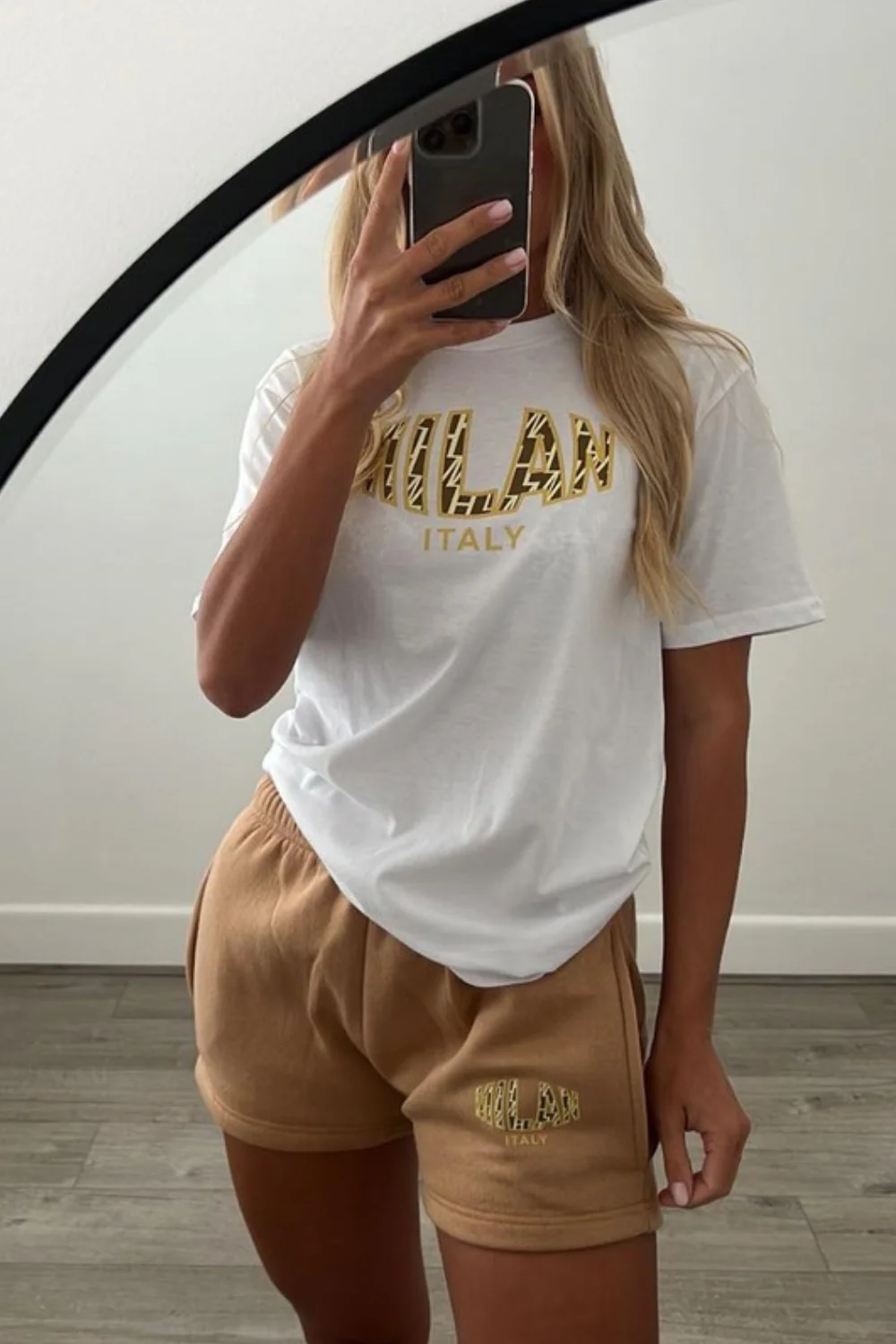 Milan italy stone Print Tee Short Co ord
