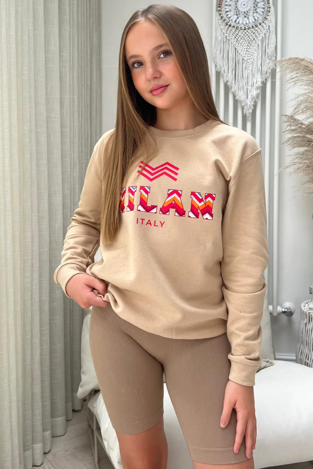 Mini Milan Italy zigzag beige printed sweater