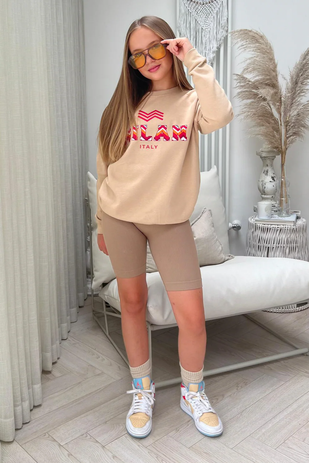 Mini Milan Italy zigzag beige printed sweater - Image 2