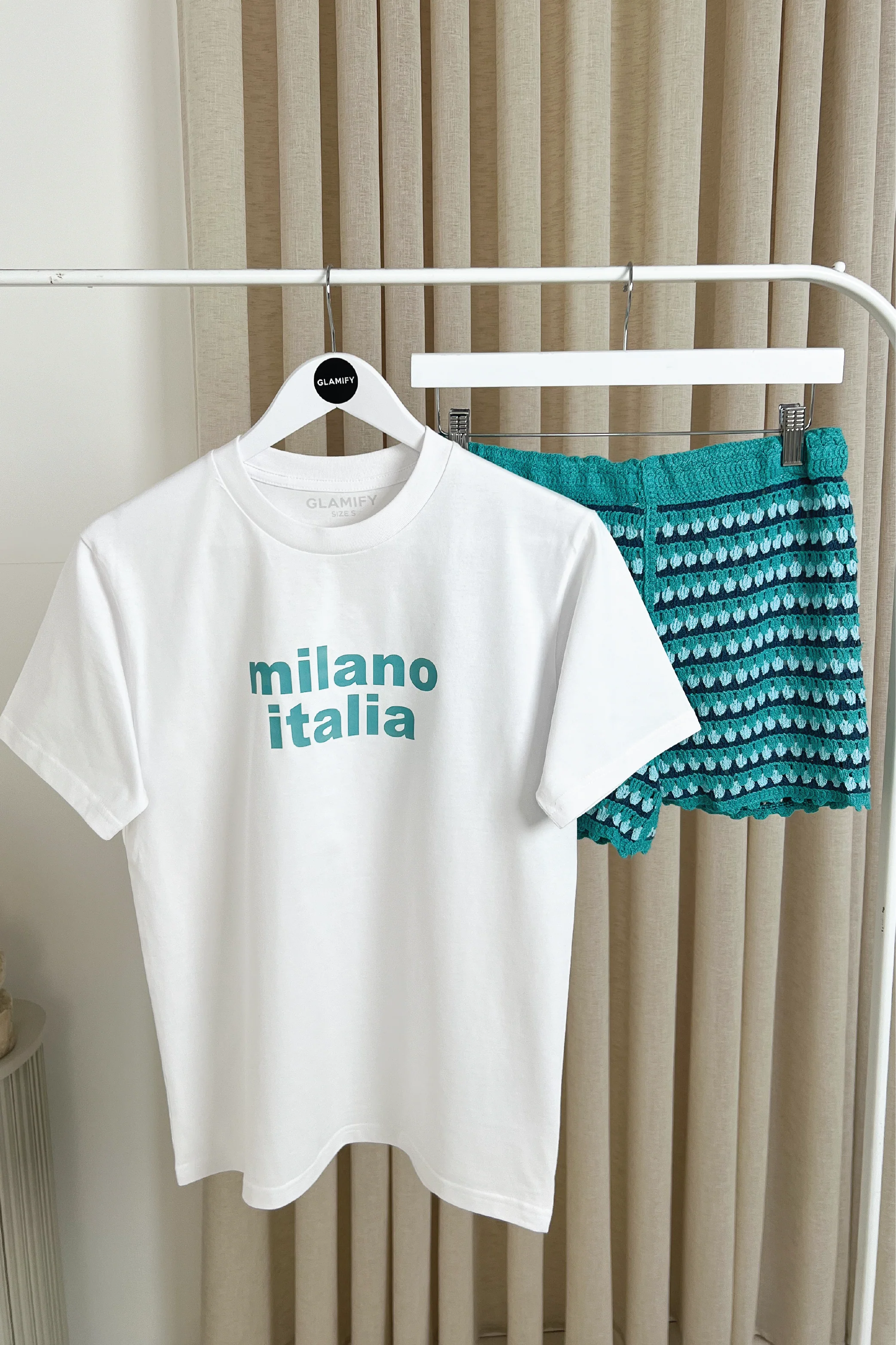 Milano Italia white & blue printed t-shirt - Image 3