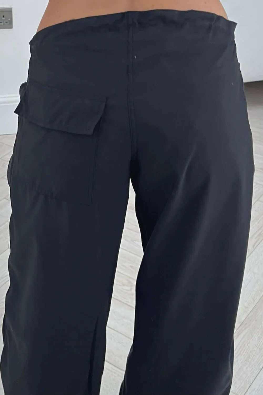 Miley Black toggle waist relaxed fit cargo trousers - Image 3
