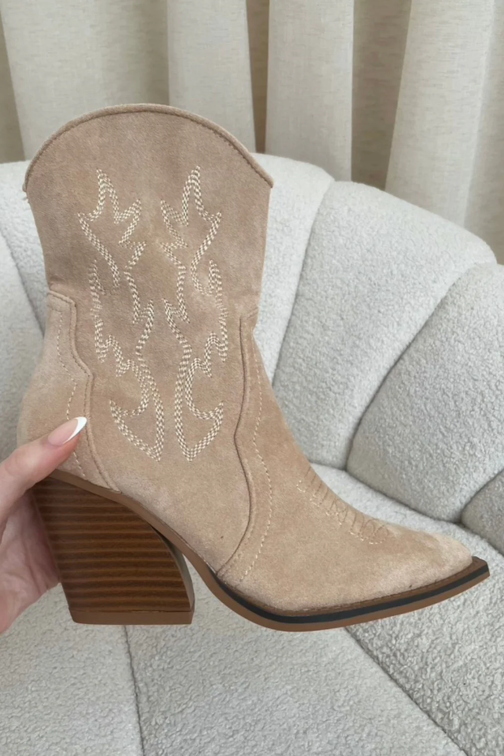 Millie beige short cowboy boots - Image 2